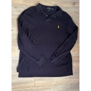 Polo Ralph Lauren Shirt Men's XL Navy‎ Blue Long Sleeve Collared Pullover Logo